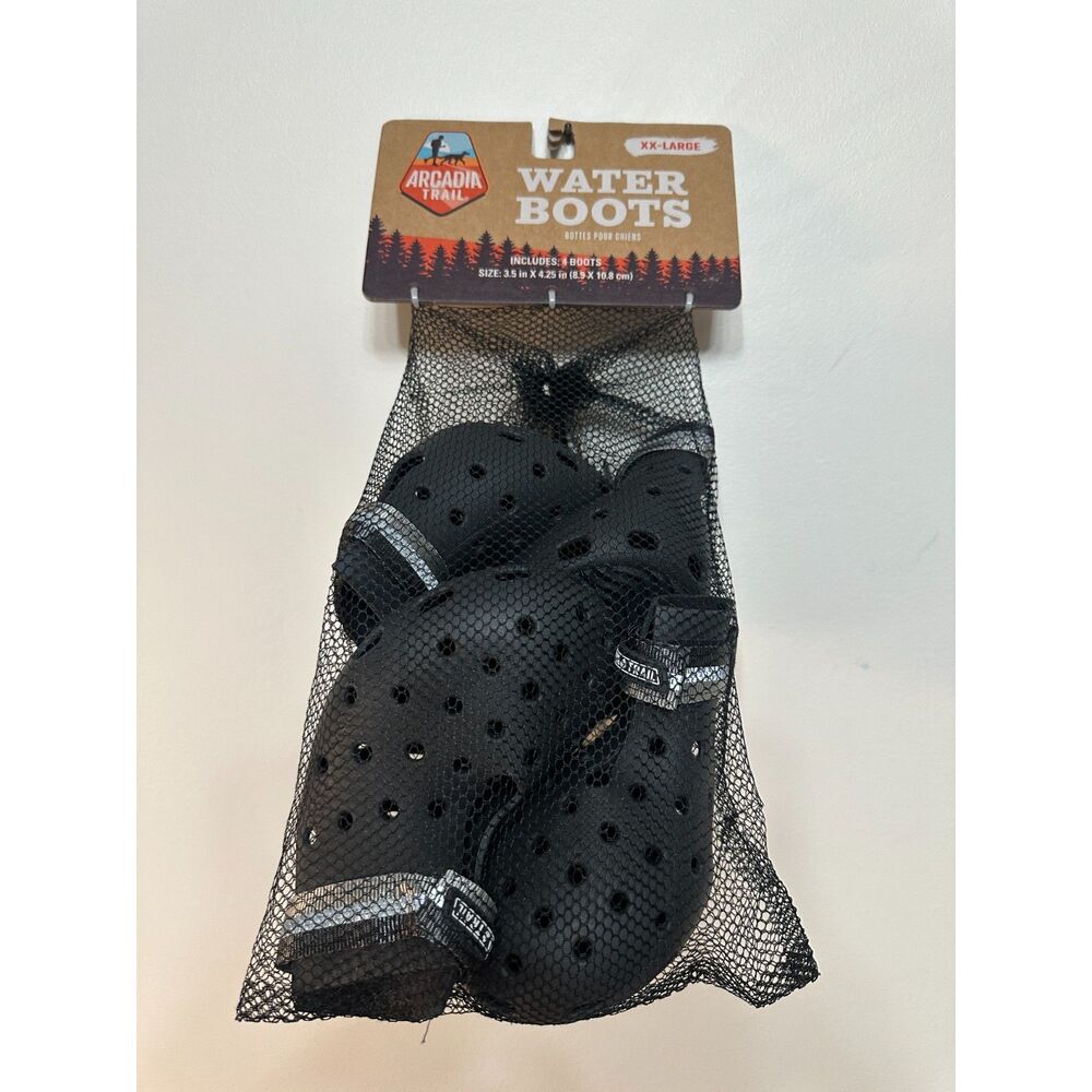 Arcadia Trail Dog Water Boots XXL Black Set of 4 Outdoor Paw Protector Shoes
